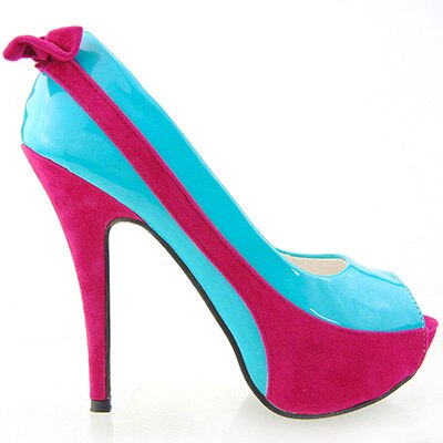 Ladies sexy two tone bow pumps