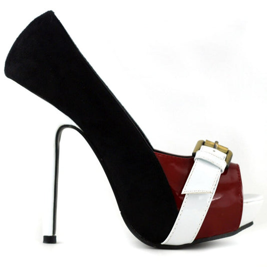 Three Tone Peeptoe Buckle Party Pumps